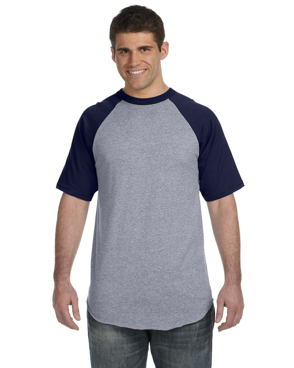 423-Augusta Sportswear-ATH HTHR/ NAVY-Augusta Sportswear-T-Shirts-1