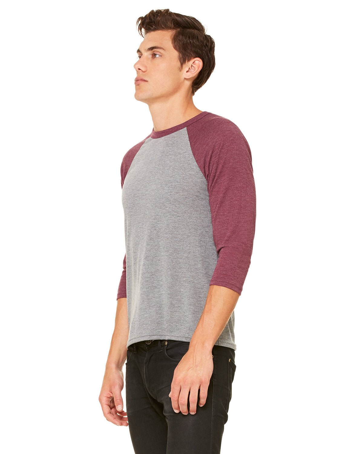 3200-Bella + Canvas-GRY/ MAROON TRB-Bella + Canvas-T-Shirts-3