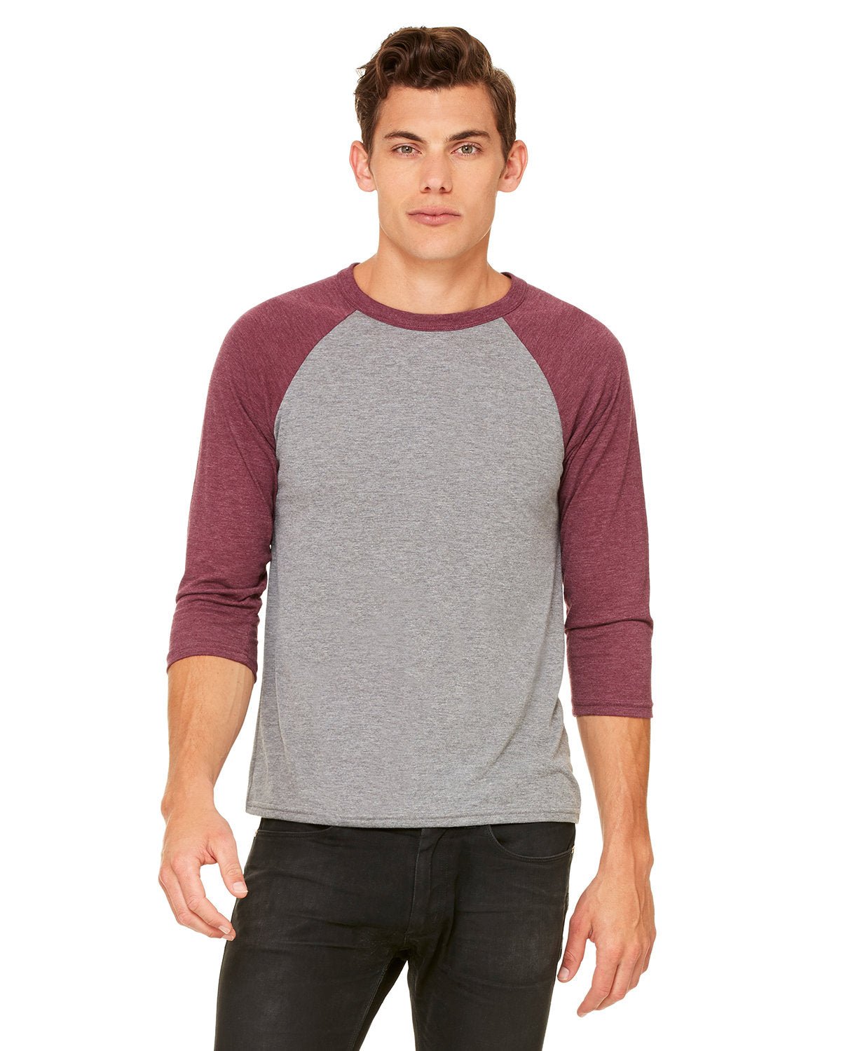 3200-Bella + Canvas-GRY/ MAROON TRB-Bella + Canvas-T-Shirts-1