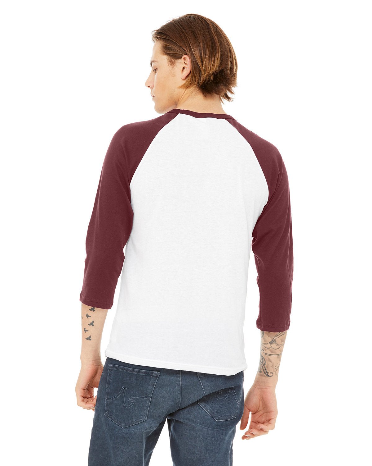 3200-Bella + Canvas-WHITE/ MAROON-Bella + Canvas-T-Shirts-2