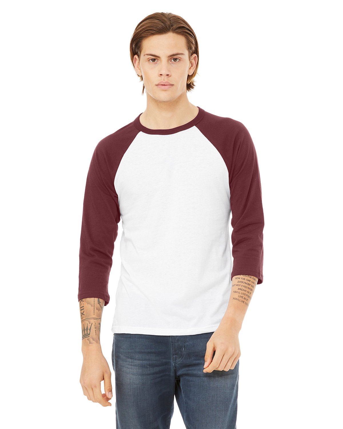 3200-Bella + Canvas-WHITE/ MAROON-Bella + Canvas-T-Shirts-1