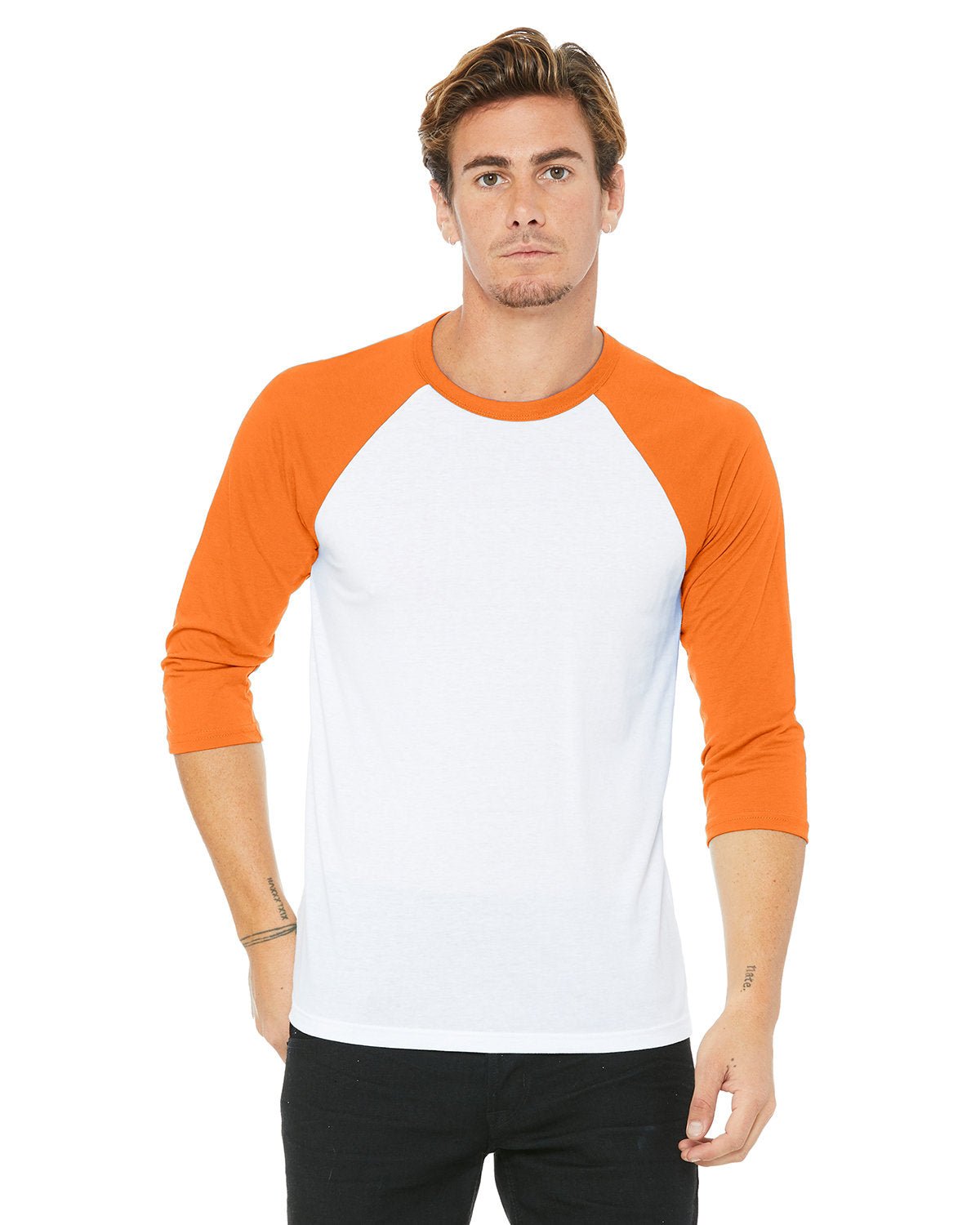 3200-Bella + Canvas-WHT/ NEON ORANGE-Bella + Canvas-T-Shirts-1