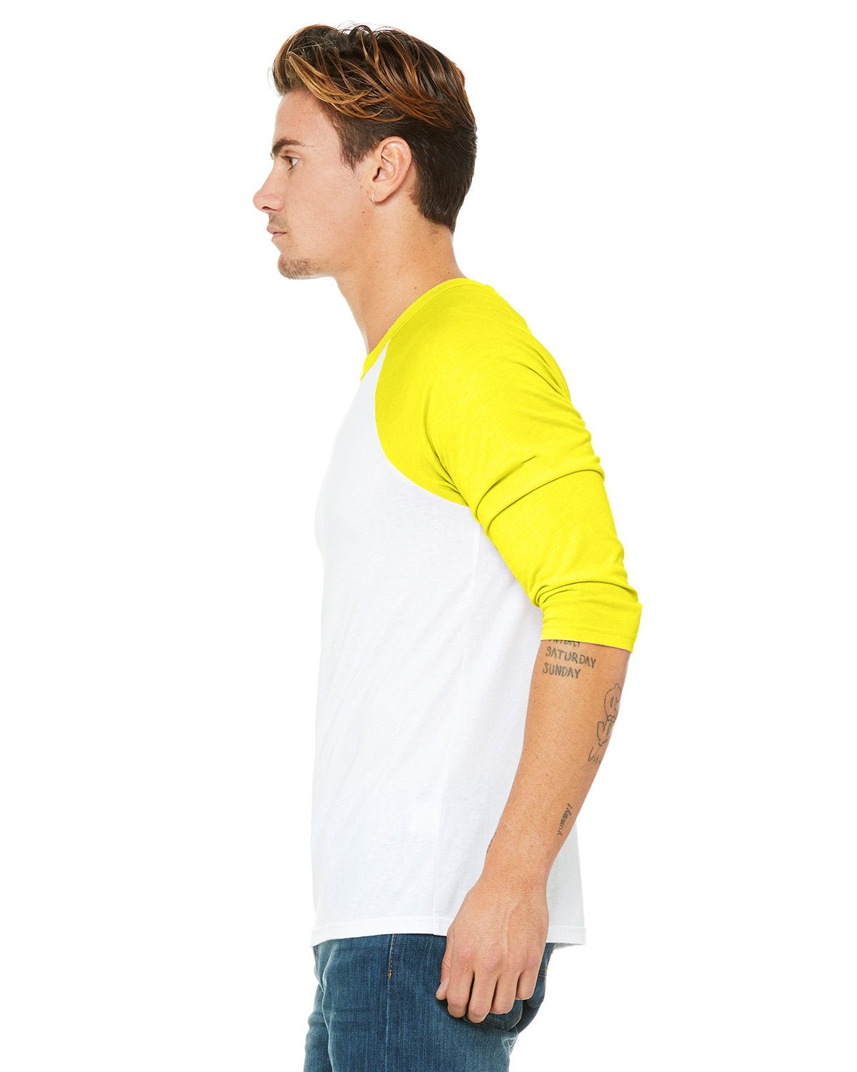 3200-Bella + Canvas-WHT/ NEON YELLOW-Bella + Canvas-T-Shirts-3