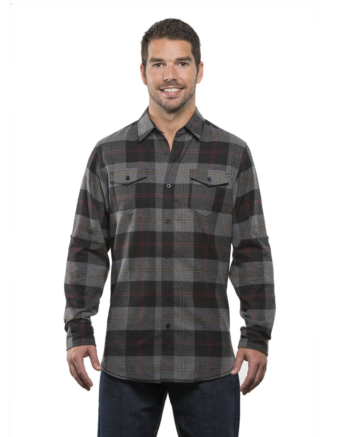 B8210-Burnside-BLACK/ STEEL-Burnside-Woven Shirts-1