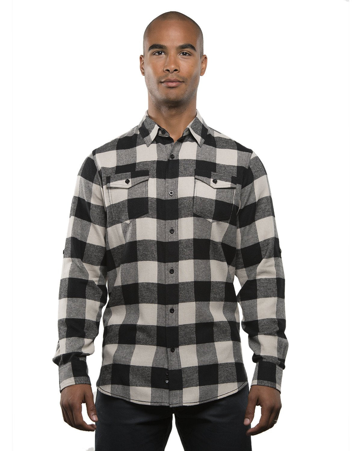 B8210-Burnside-ECRU/ BLACK-Burnside-Woven Shirts-1