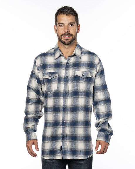 B8210-Burnside-ECRU/ BLUE-Burnside-Woven Shirts-1