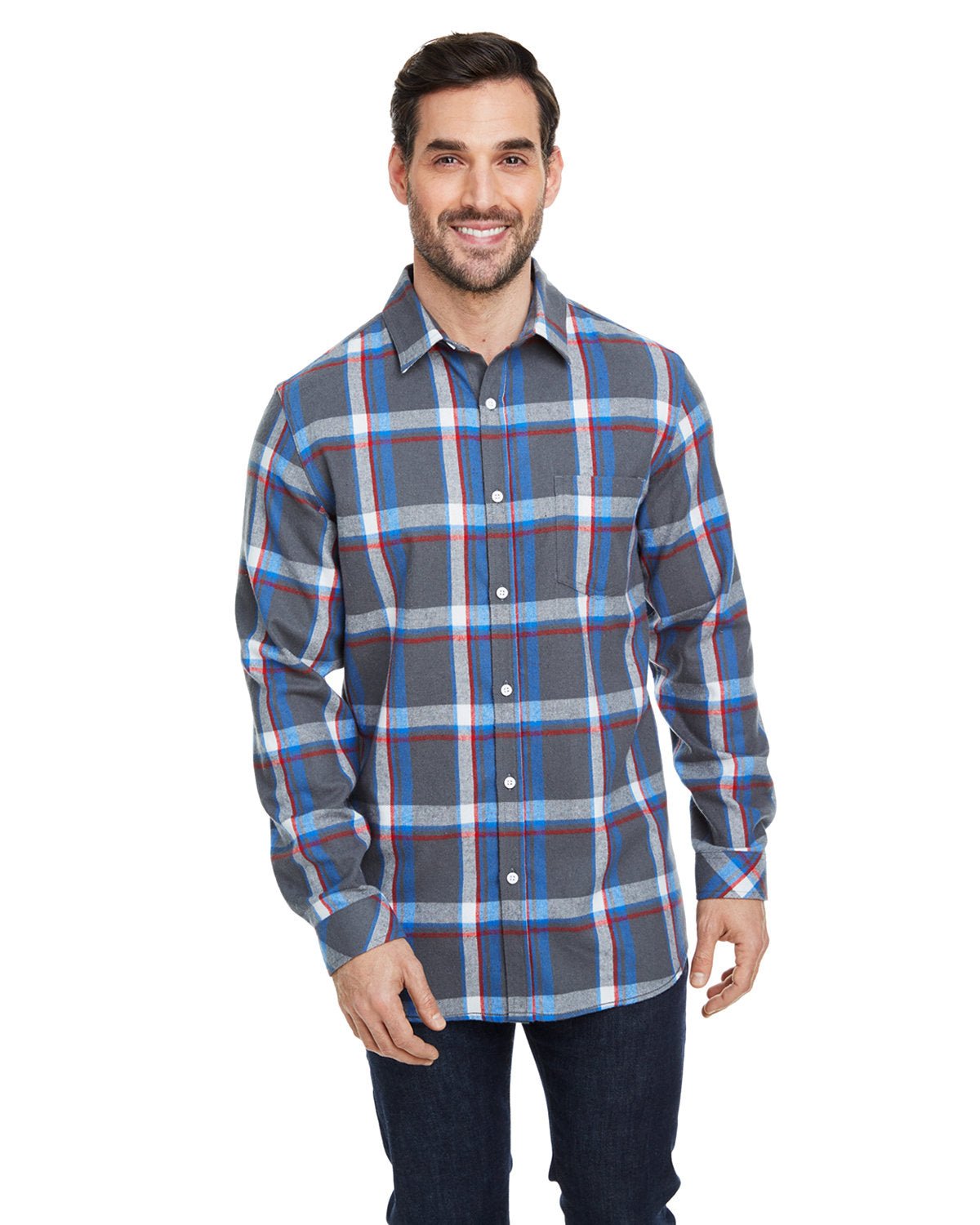 B8212-Burnside-STEEL/ WHITE-Burnside-Woven Shirts-1