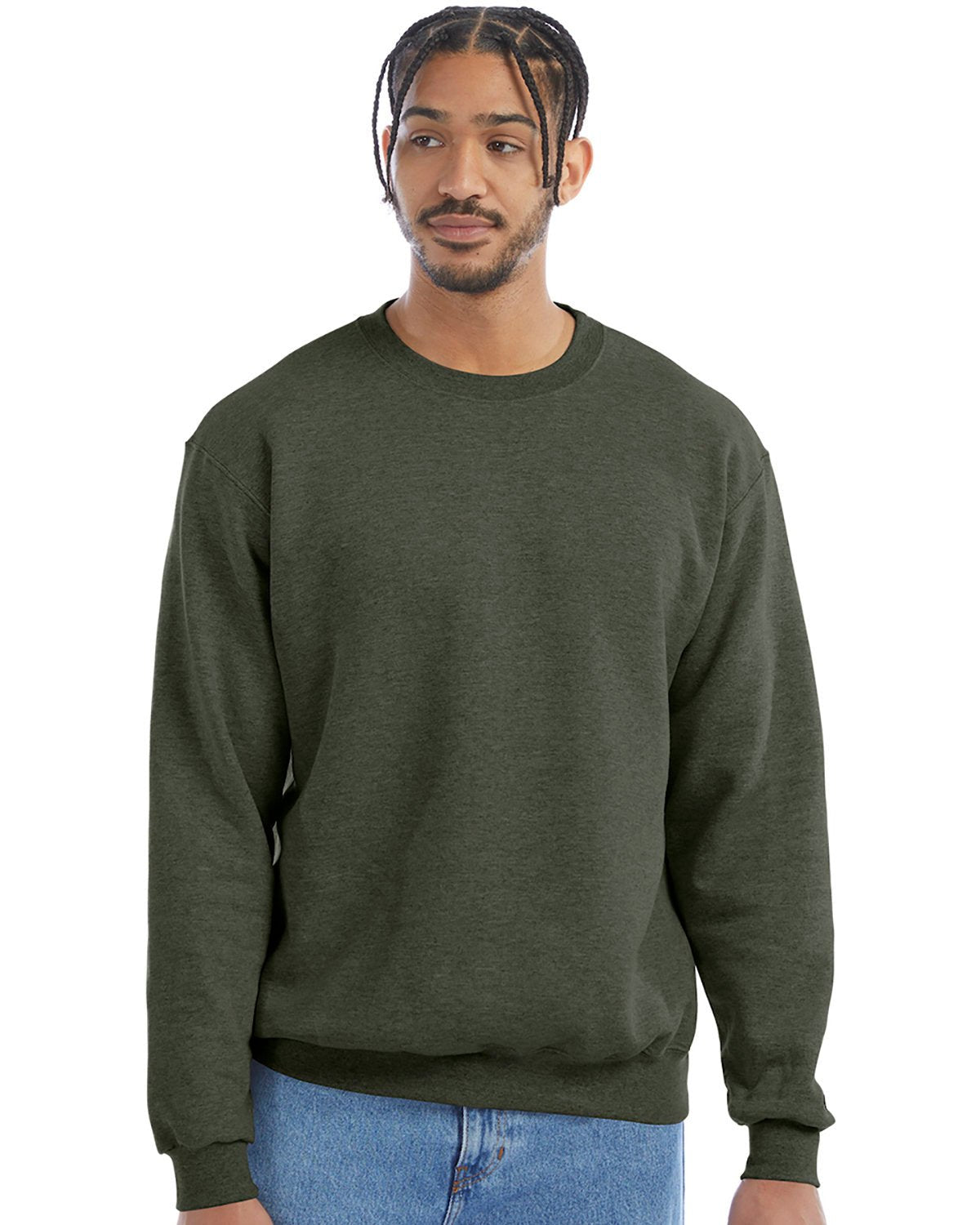 Champion S600 Powerblend Crewneck Sweatshirt Dark Green Heather 2XL