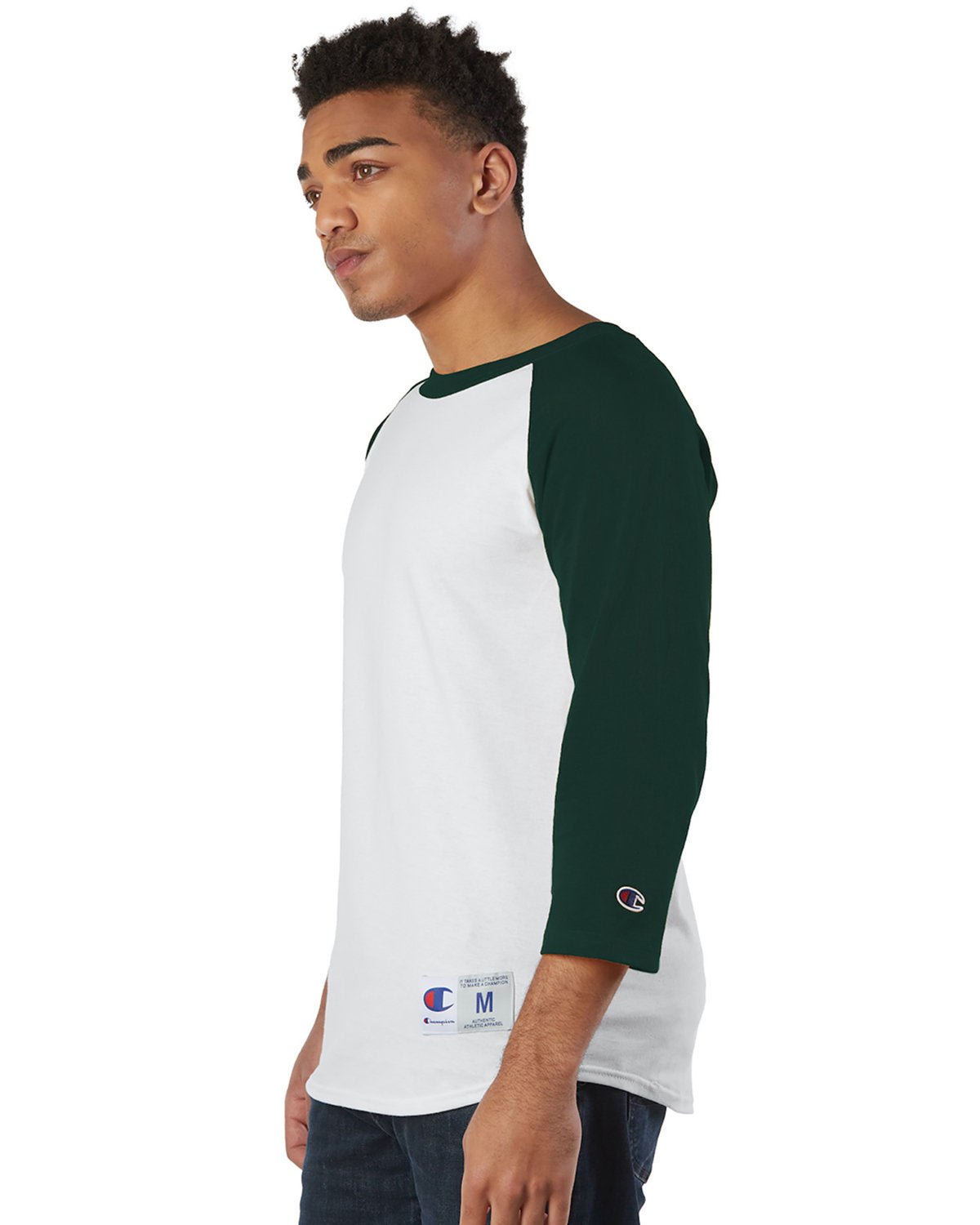 T1397-Champion-WHITE/ DRK GREEN-Champion-T-Shirts-3