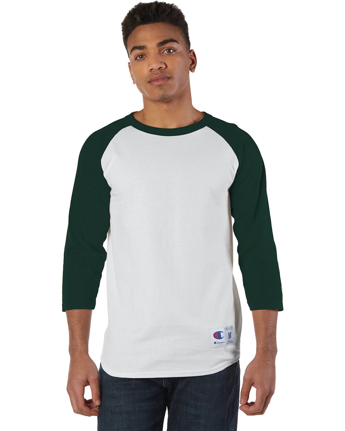 T1397-Champion-WHITE/ DRK GREEN-Champion-T-Shirts-1