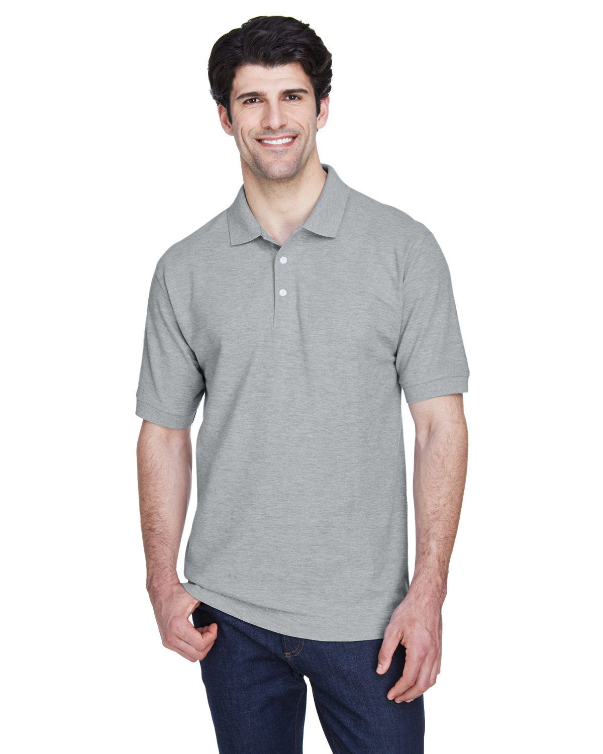 D100-Devon & Jones-GREY HEATHER-Devon & Jones-Polos-1