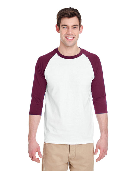 G570-Gildan-WHITE/ MAROON-Gildan-T-Shirts-1