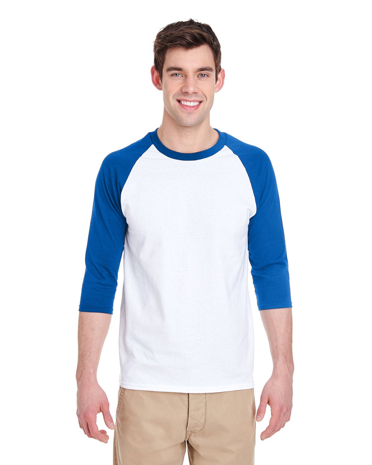 G570-Gildan-WHITE/ ROYAL-Gildan-T-Shirts-1