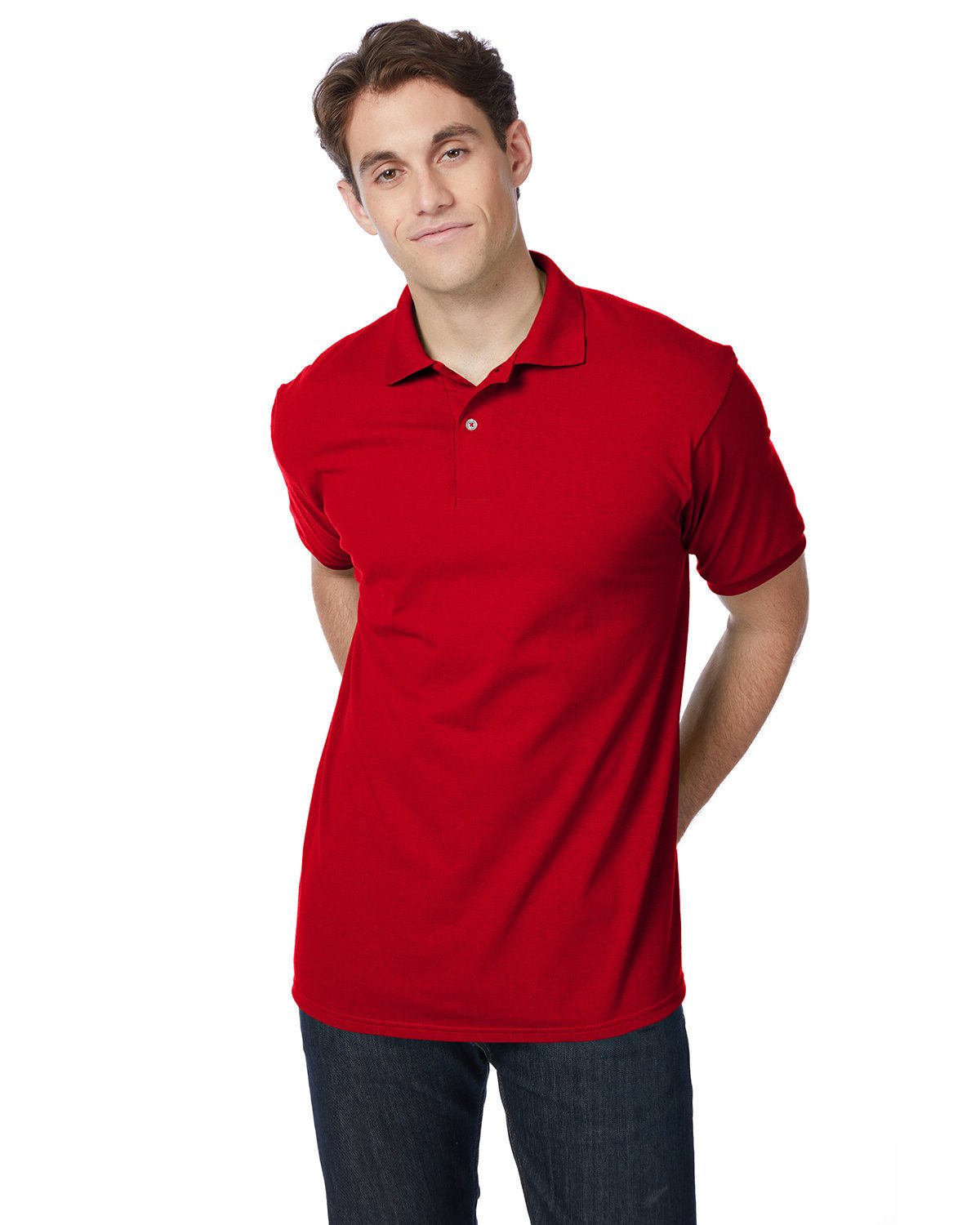 054-Hanes-DEEP RED-Hanes-Polos-1