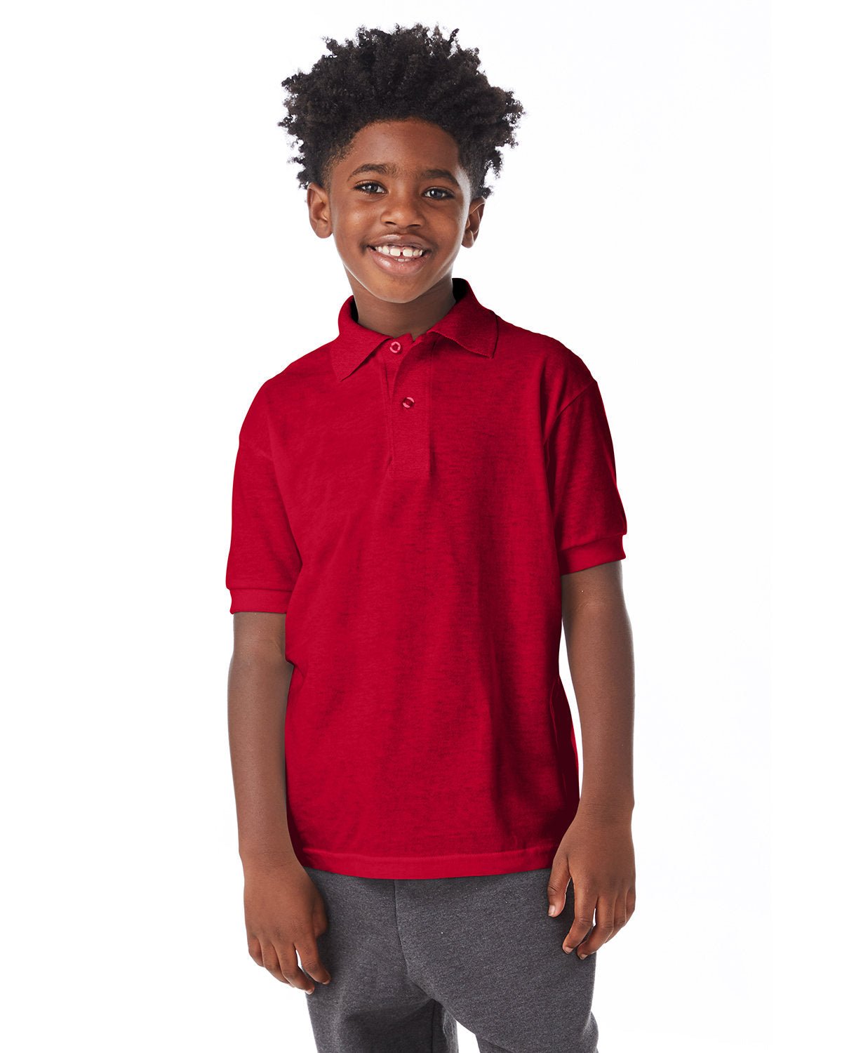 054Y-Hanes-DEEP RED-Hanes-Polos-1