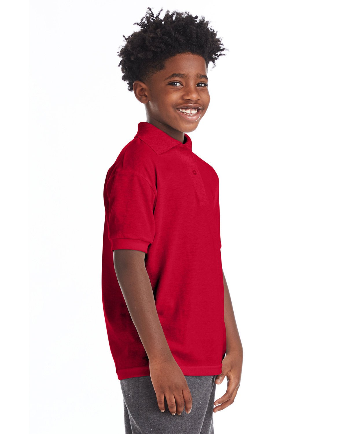 054Y-Hanes-DEEP RED-Hanes-Polos-3