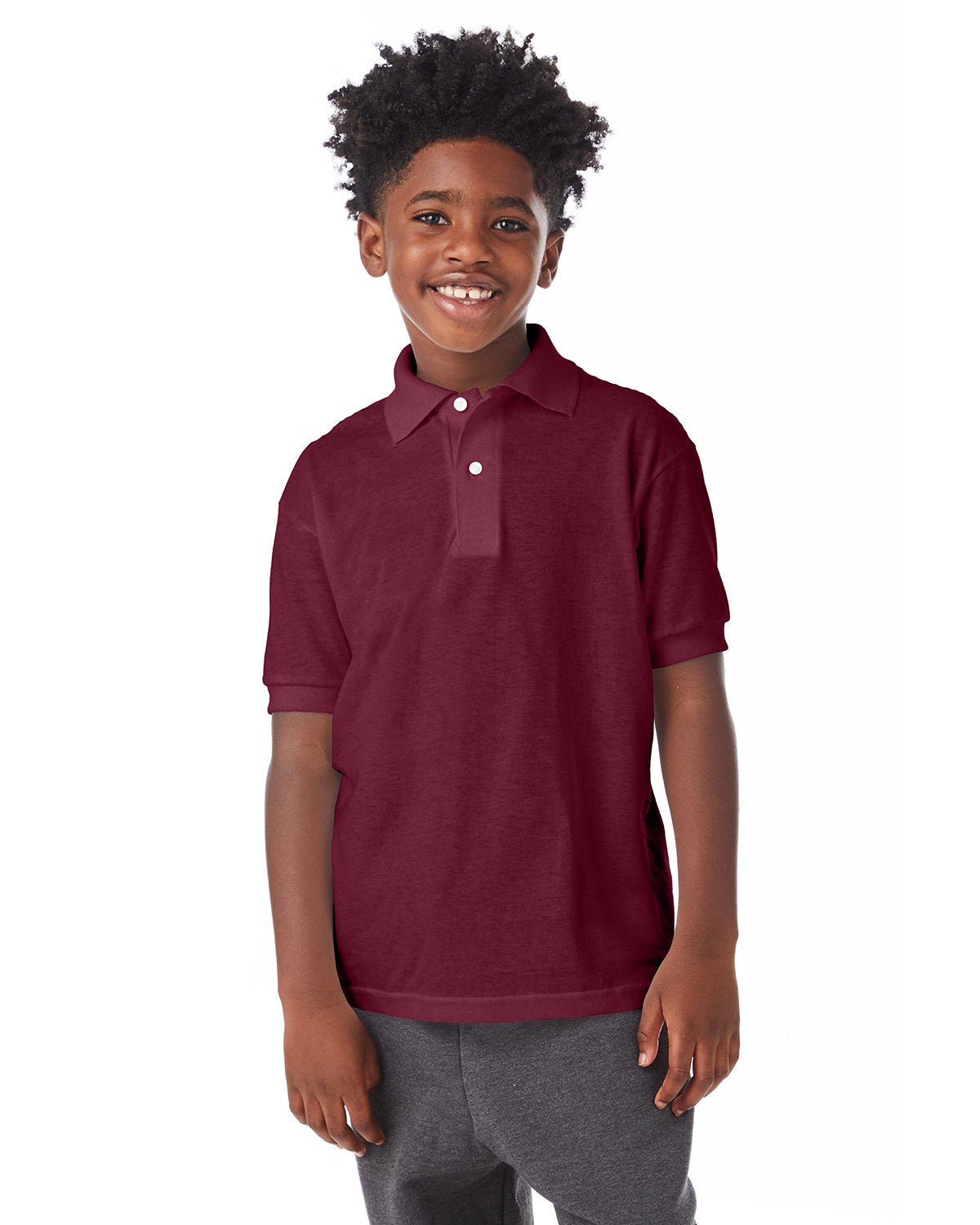 054Y-Hanes-MAROON-Hanes-Polos-1