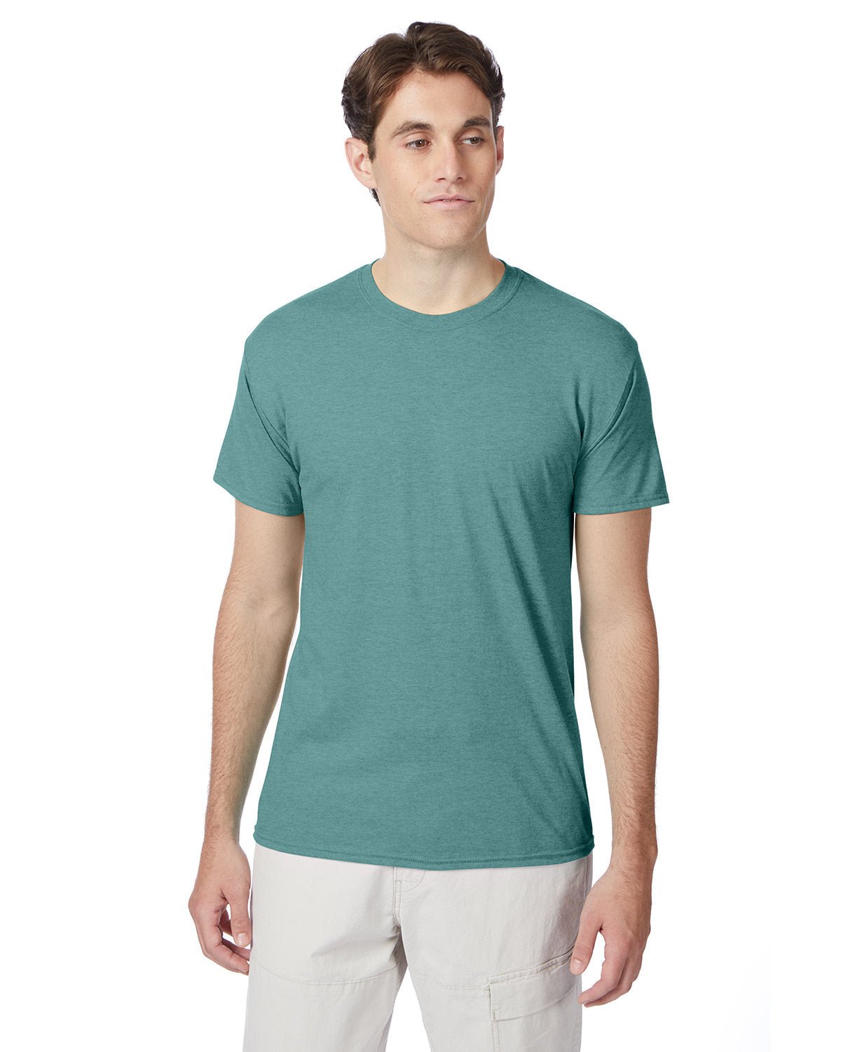 42TB-Hanes-GREEN CLAY HTHR-Hanes-T-Shirts-1