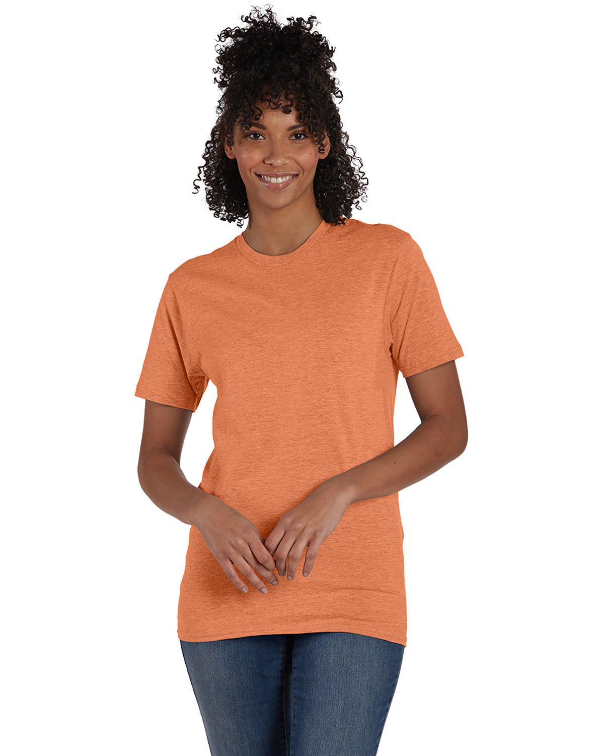 4980-Hanes-PUMPKIN HEATHER-Hanes-T-Shirts-1