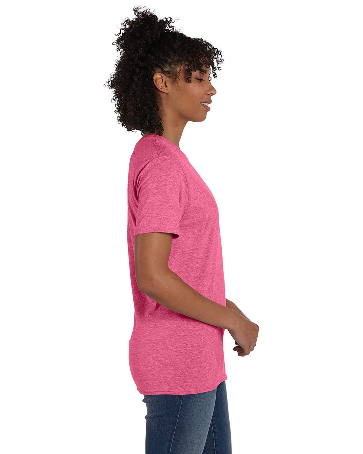 4980-Hanes-WOW PINK HEATHER-Hanes-T-Shirts-3