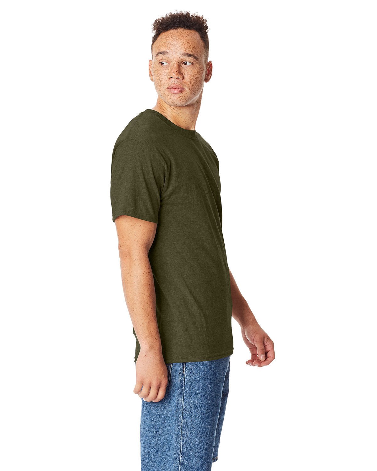 5180-Hanes-MILITARY GRN HTH-Hanes-T-Shirts-3