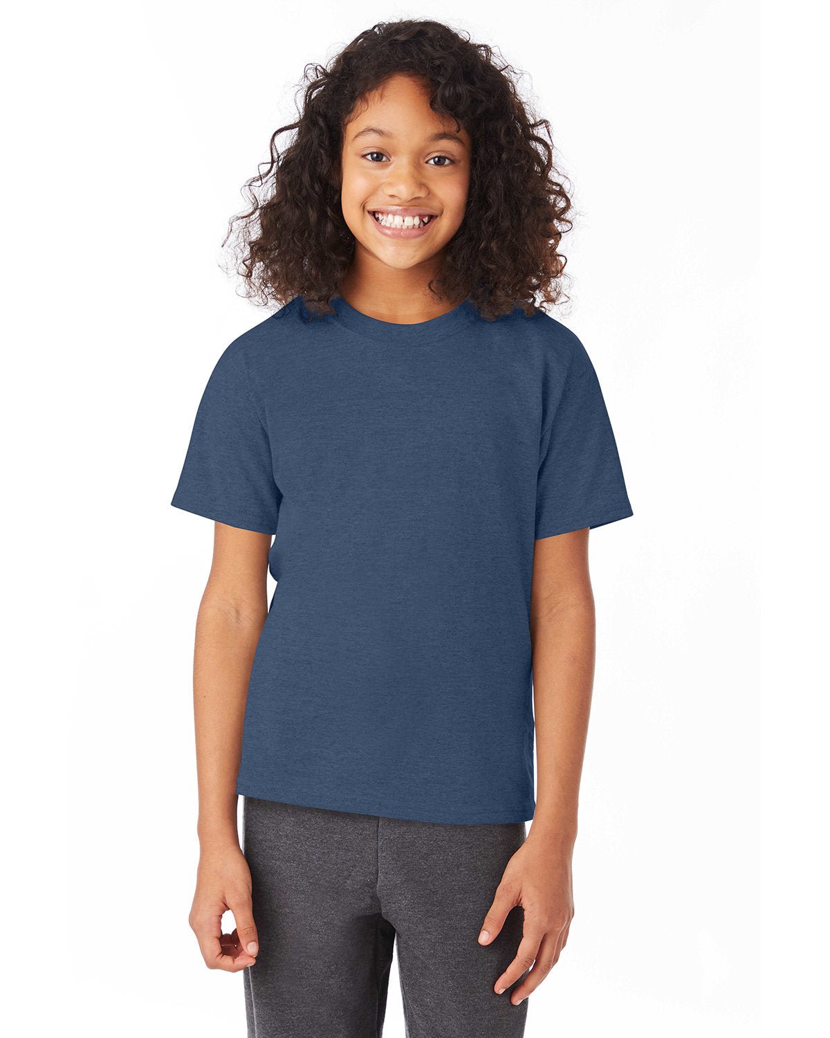 5370-Hanes-HEATHER NAVY-Hanes-T-Shirts-1