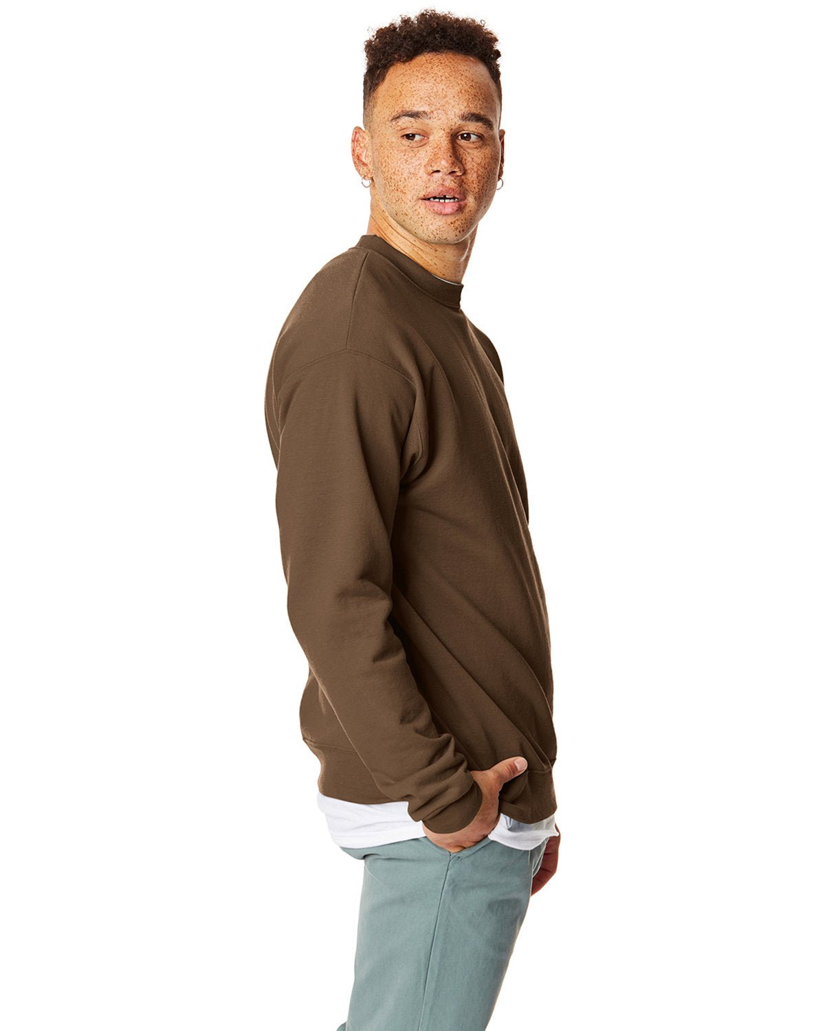 P1607-Hanes-ARMY BROWN-Hanes-Sweatshirts-3