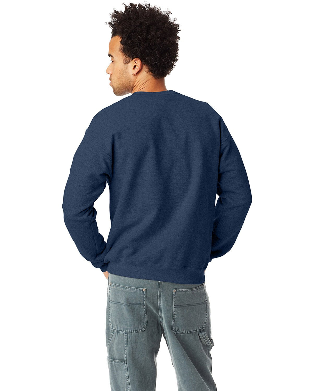 P1607-Hanes-HEATHER NAVY-Hanes-Sweatshirts-2