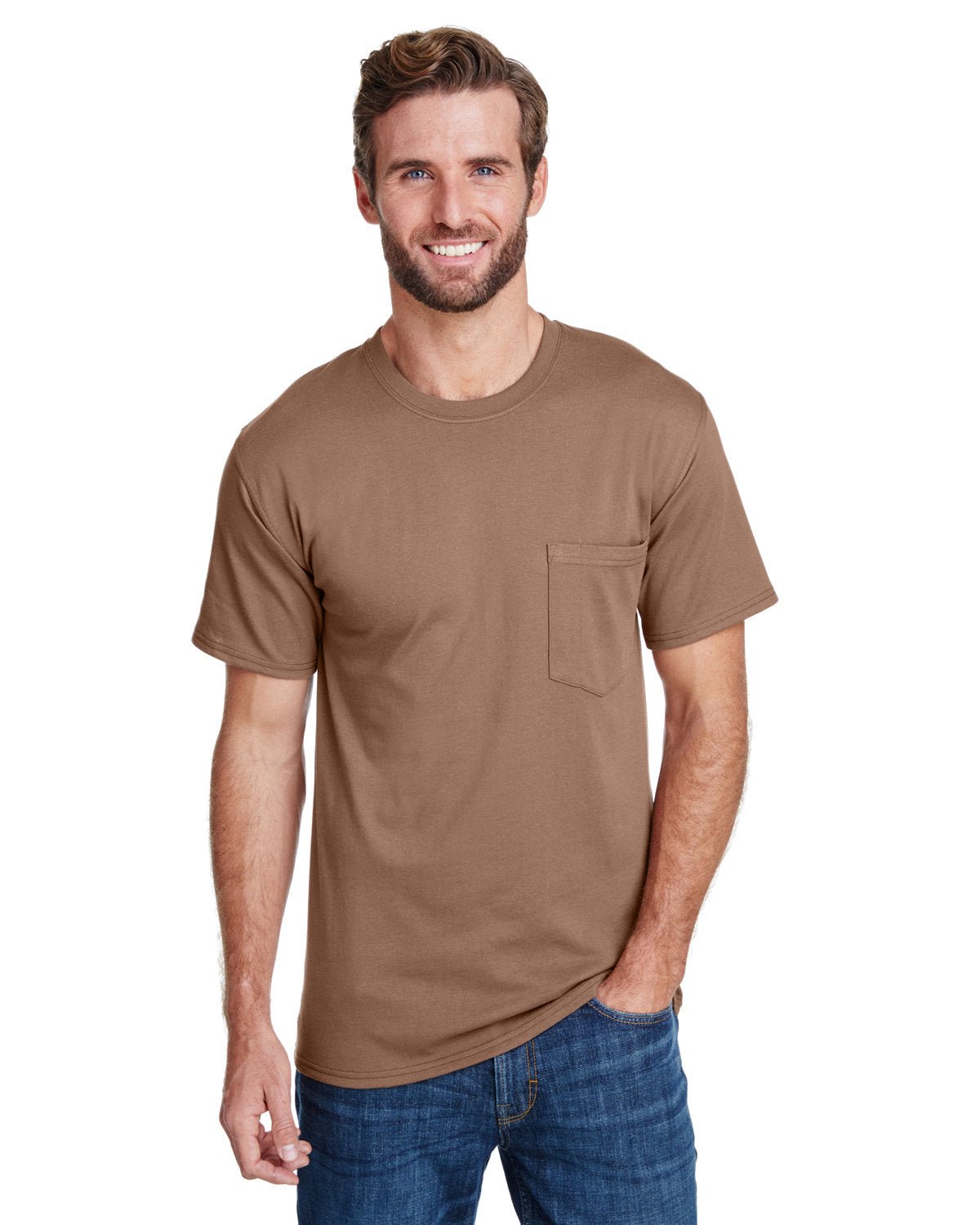 W110-Hanes-ARMY BROWN-Hanes-T-Shirts-1