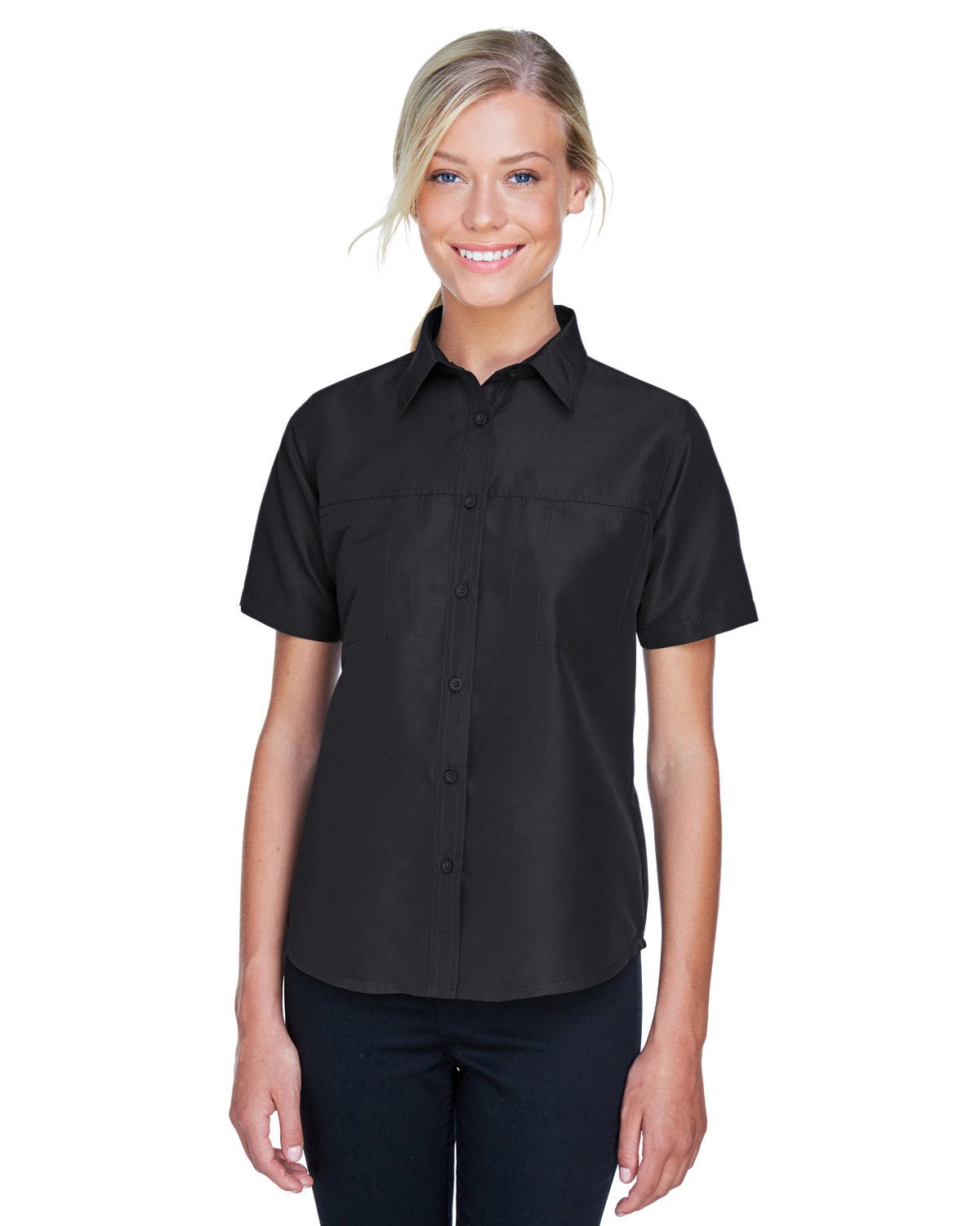 M580W-Harriton-BLACK-Harriton-Woven Shirts-1