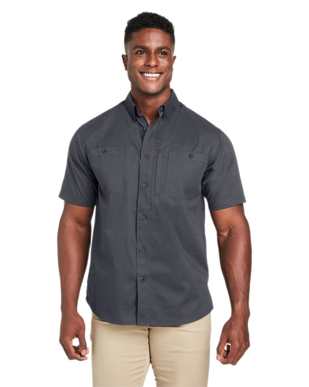 M585-Harriton-DARK CHARCOAL-Harriton-Woven Shirts-1