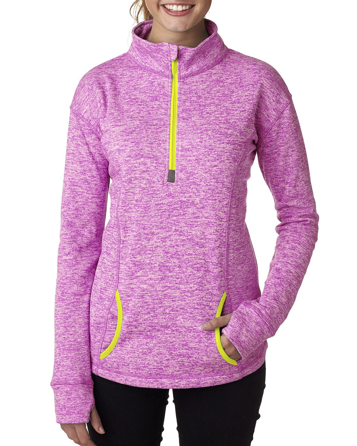 JA8617-J America-MAGENTA/ NEON YL-J America-Sweatshirts-1