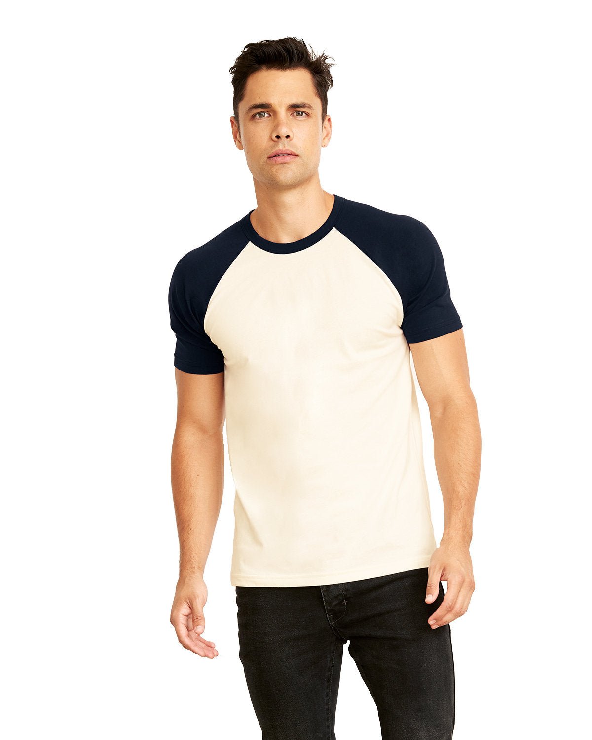 N3650-Next Level Apparel-MDNT NVY/ NATURL-Next Level Apparel-T-Shirts-1