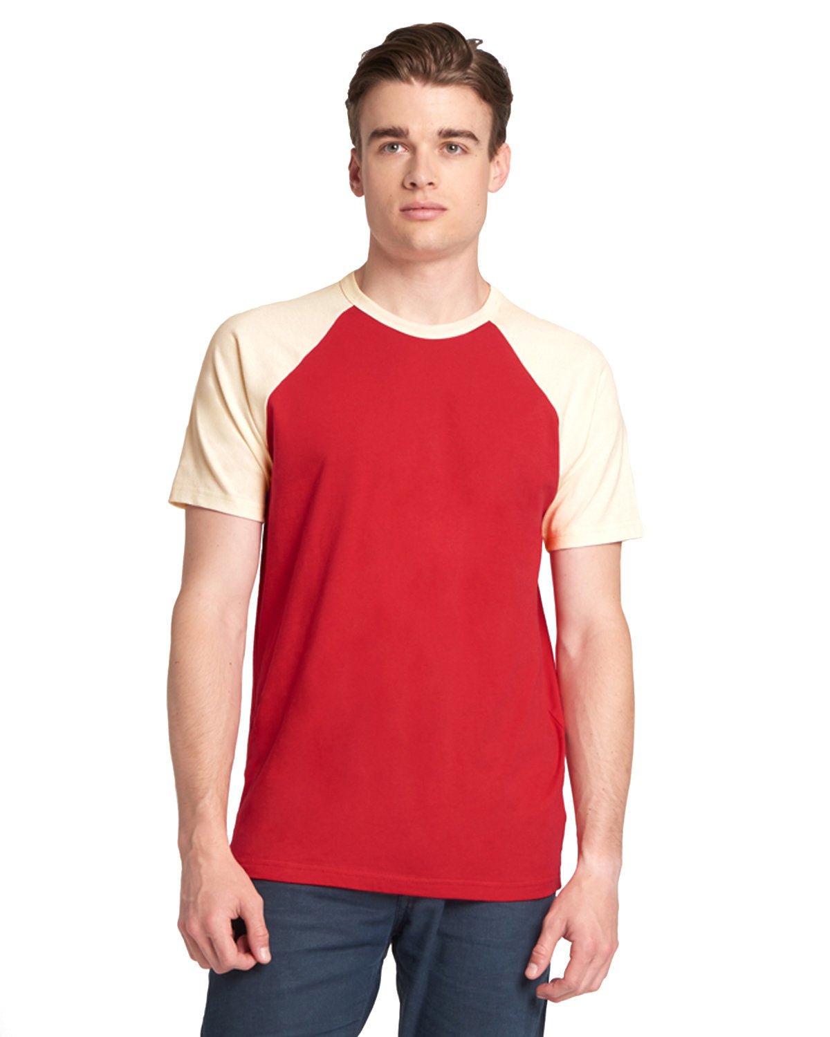 N3650-Next Level Apparel-NATURAL/ RED-Next Level Apparel-T-Shirts-1