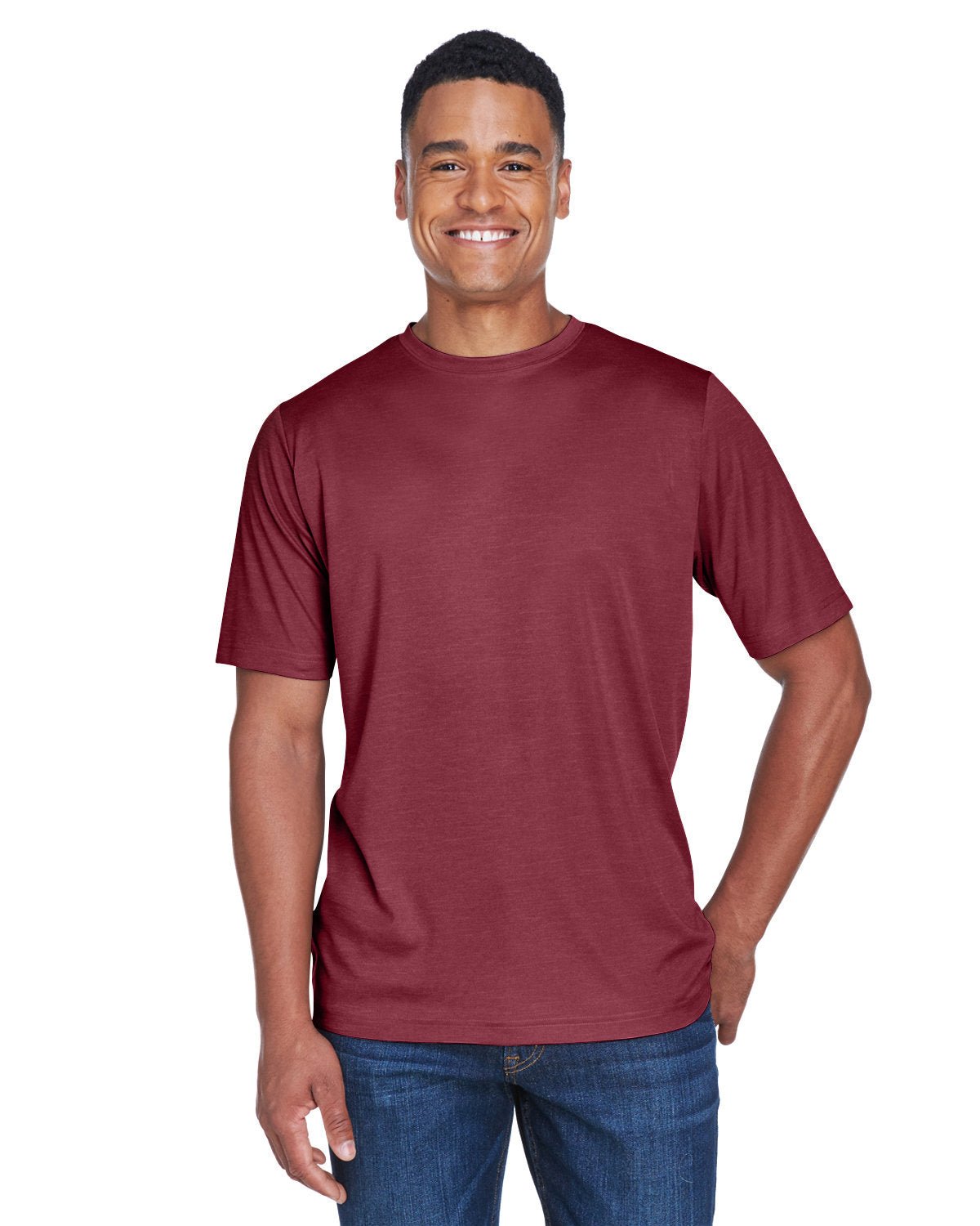 TT11H-Team 365-SP MAROON HTHR-Team 365-T-Shirts-1