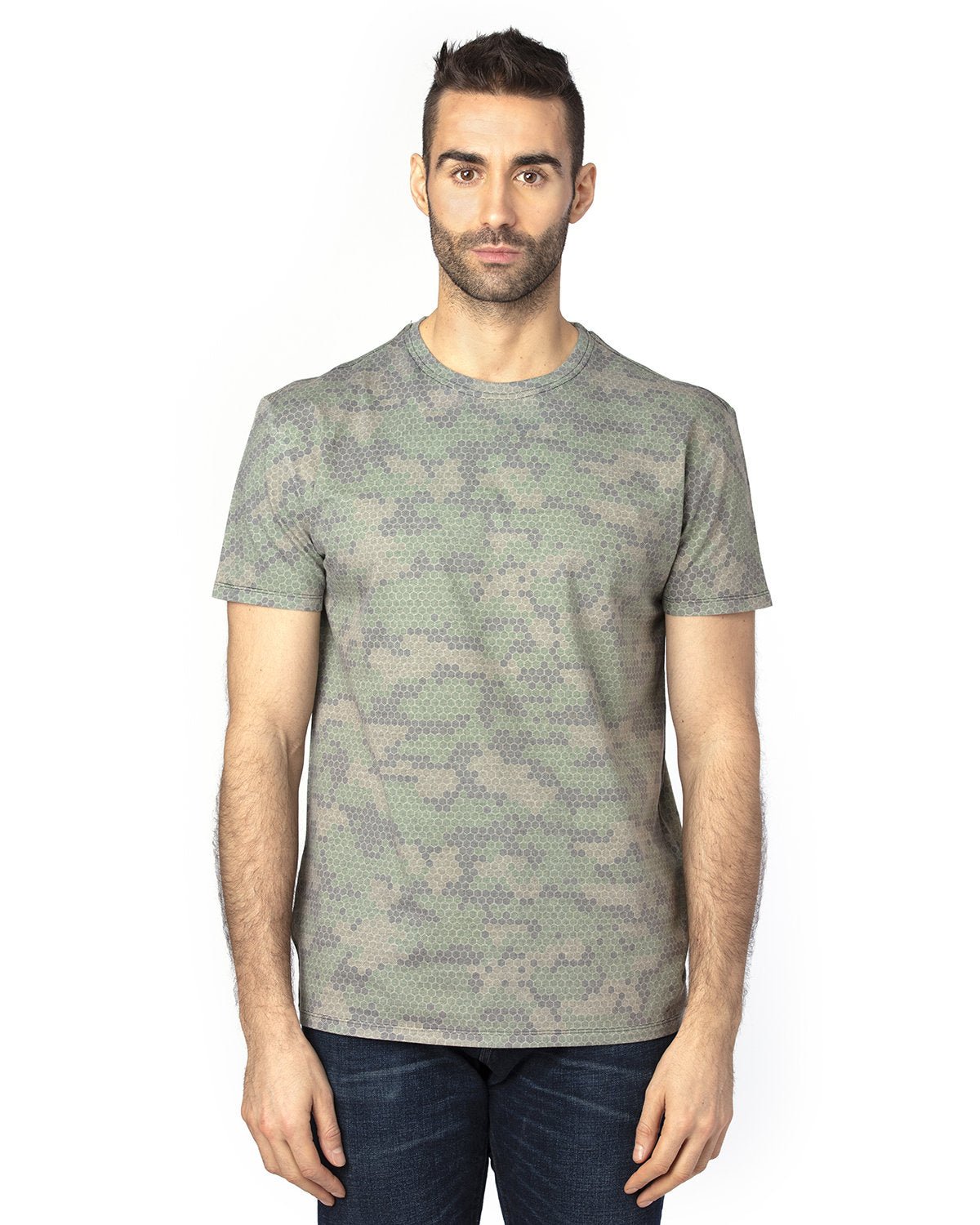 100A-Threadfast Apparel-GREEN HEX CAMO-Threadfast Apparel-T-Shirts-1