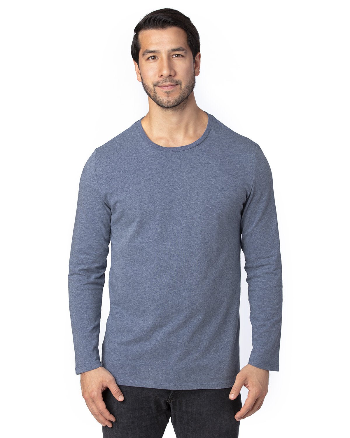 100LS-Threadfast Apparel-NAVY HEATHER-Threadfast Apparel-T-Shirts-1