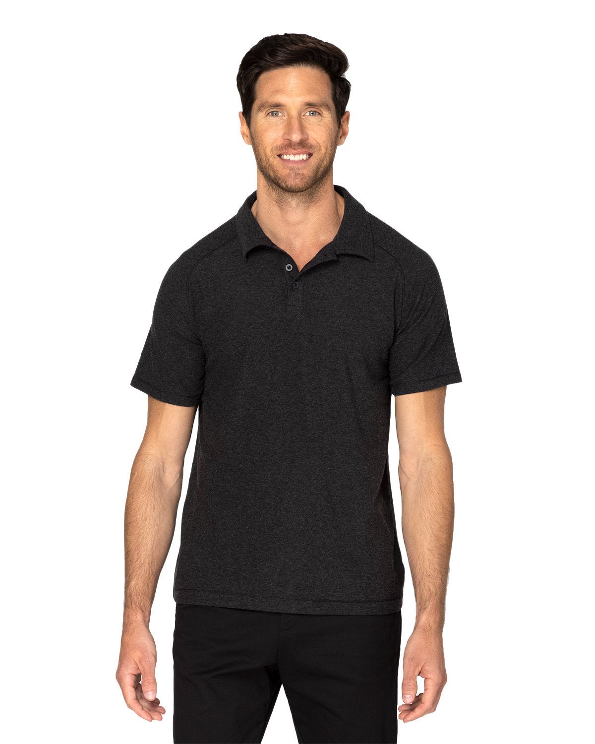 382PL-Threadfast Apparel-BLACK HEATHER-Threadfast Apparel-Polos-1