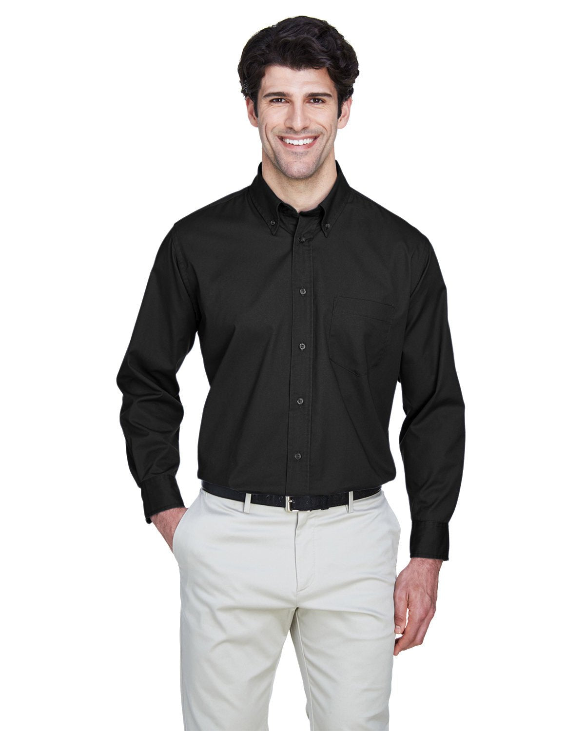 8975-UltraClub-BLACK-UltraClub-Woven Shirts-1