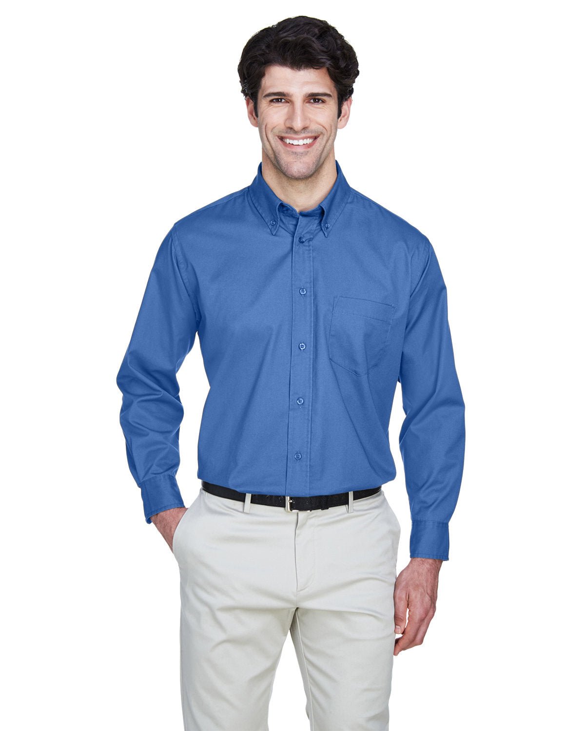 8975-UltraClub-FRENCH BLUE-UltraClub-Woven Shirts-1