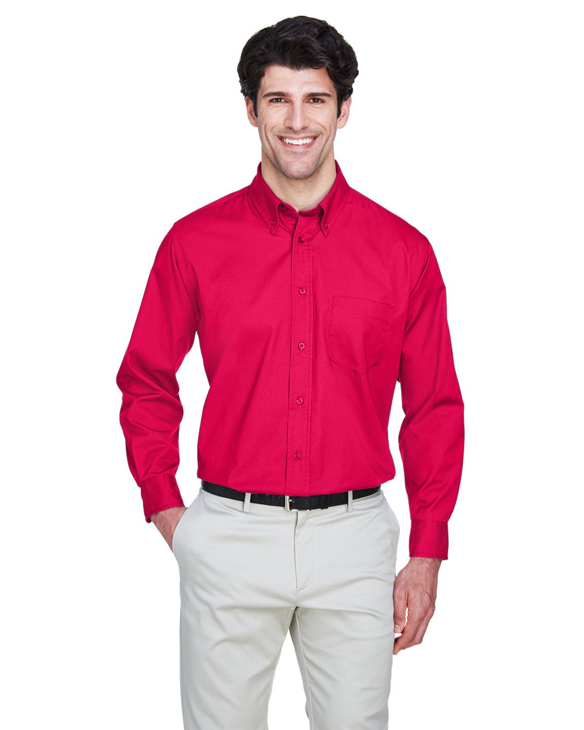 8975-UltraClub-RED-UltraClub-Woven Shirts-1