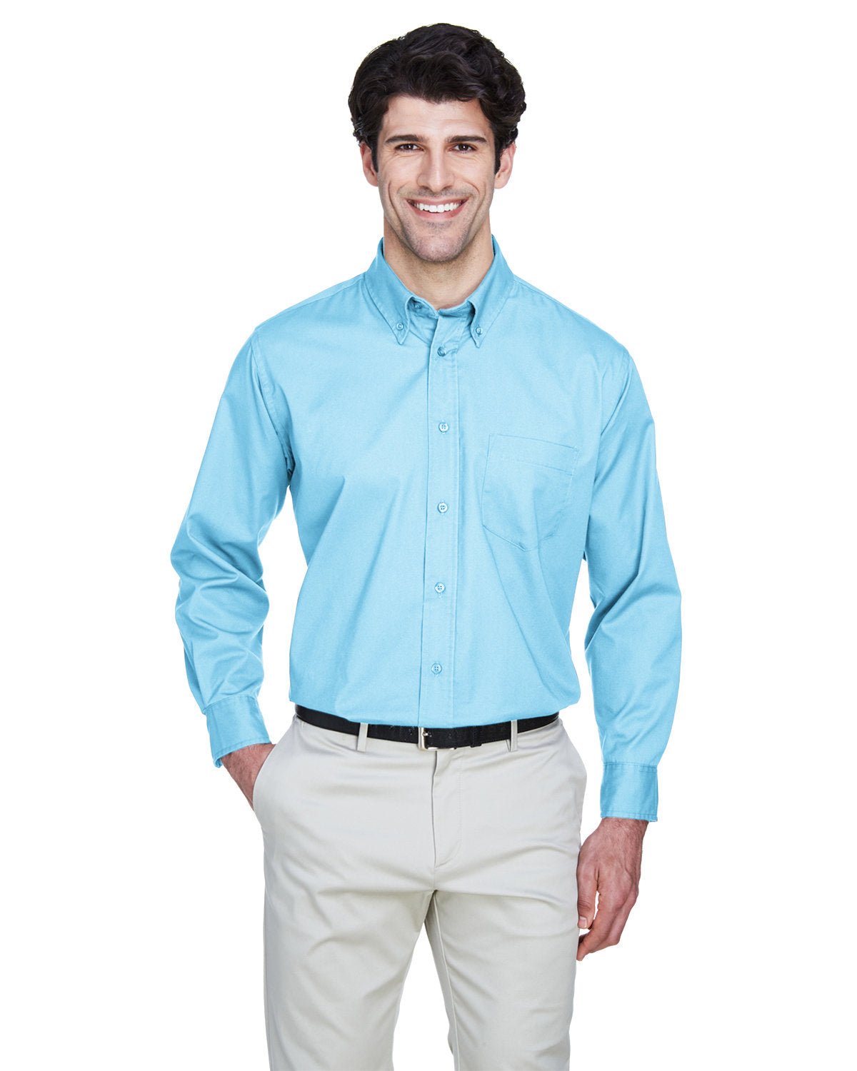 8975-UltraClub-SKY BLUE-UltraClub-Woven Shirts-1